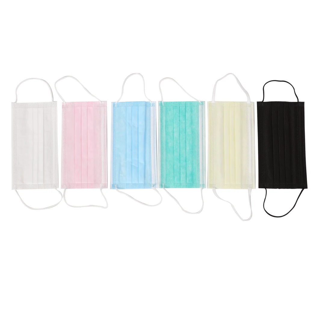 Wholesale 3 Ply High Quantity Easy to Breath Disposable Colorful Nonwoven Face Mask with Earloop Surgical Medical Face Mask