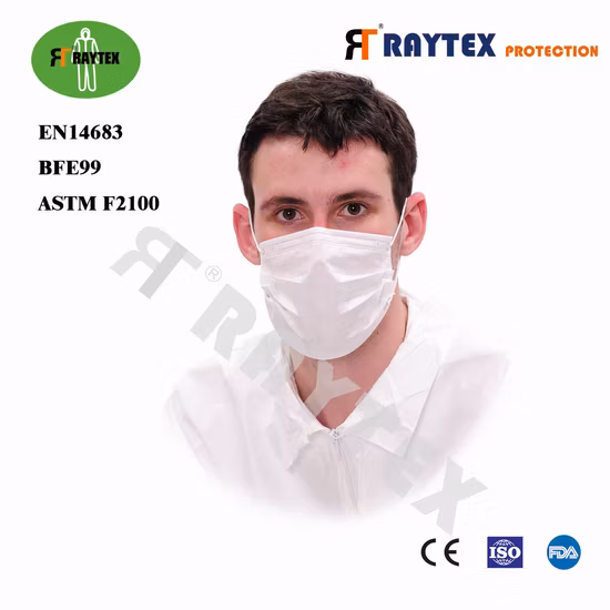 CE FDA 3ply 4ply 귀 루프 타이 병원 마스카라 비 짠 유형 Iir 공급 업체 도매 먼지 파란색 흰색 검정색 보호용 일회용 수술 용 얼굴 마스크